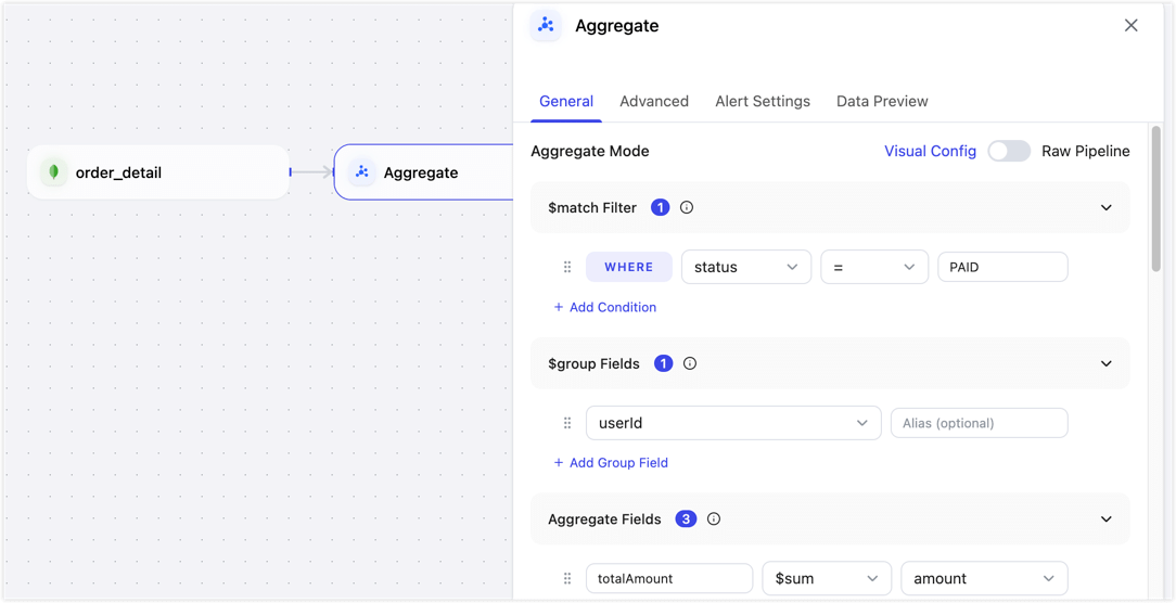 Aggregate node configuration example