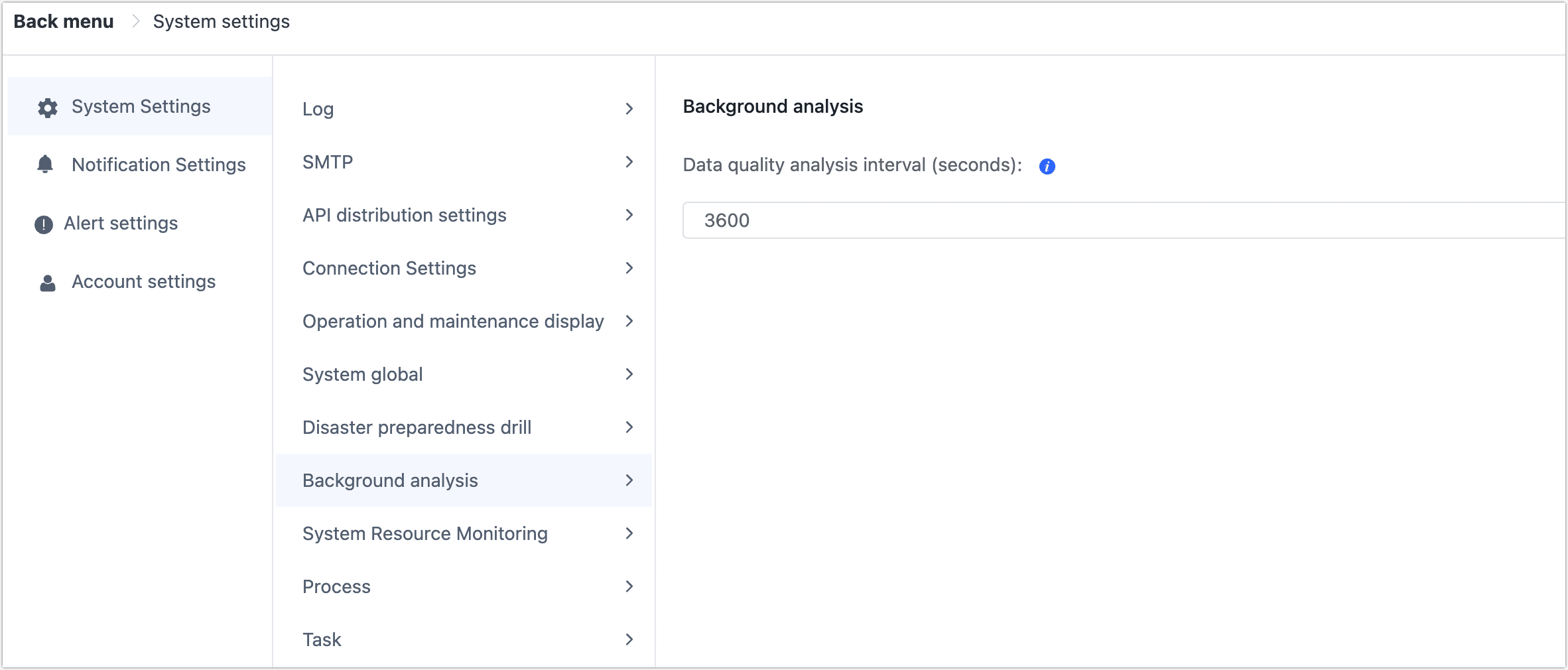 Background Analysis Settings