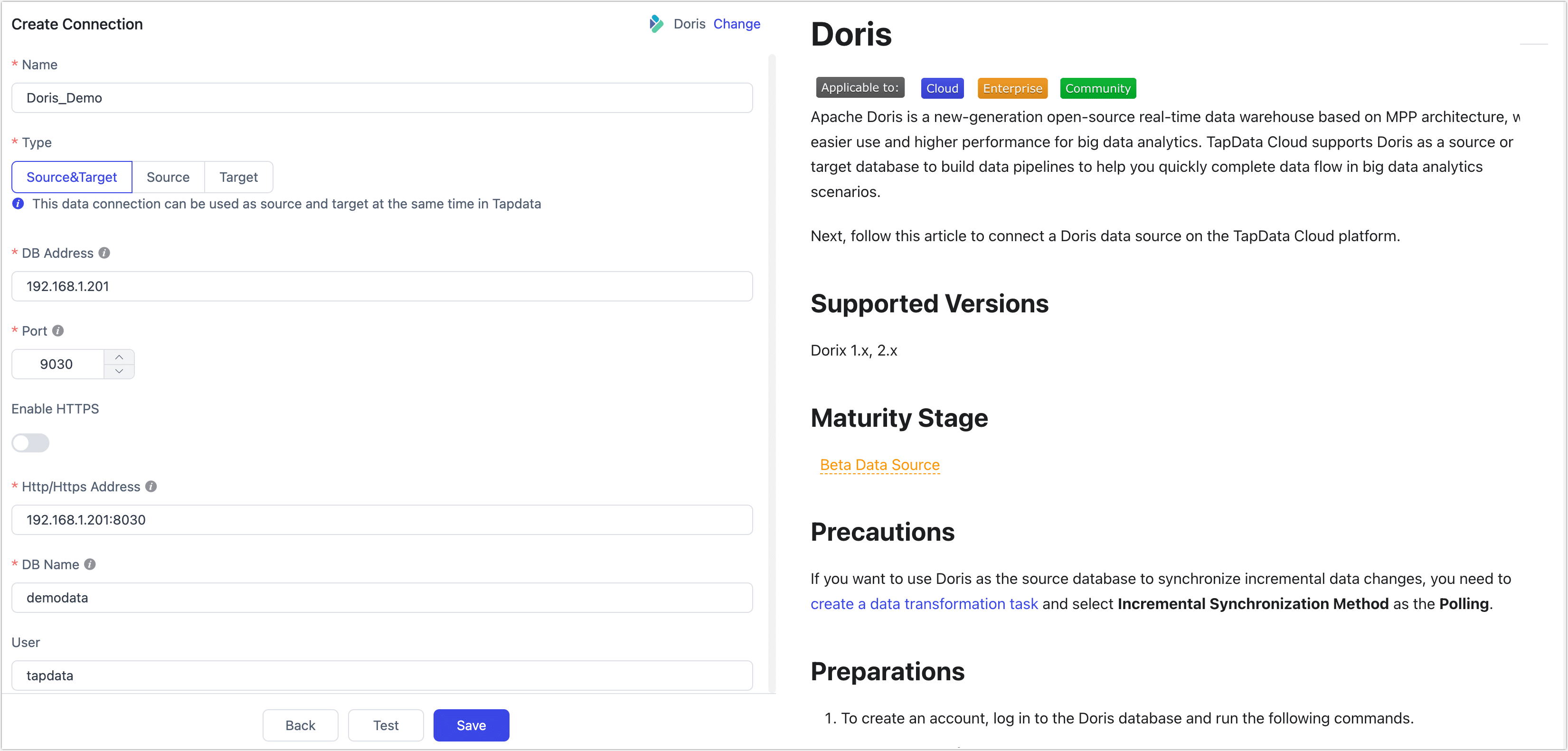 Connect Doris