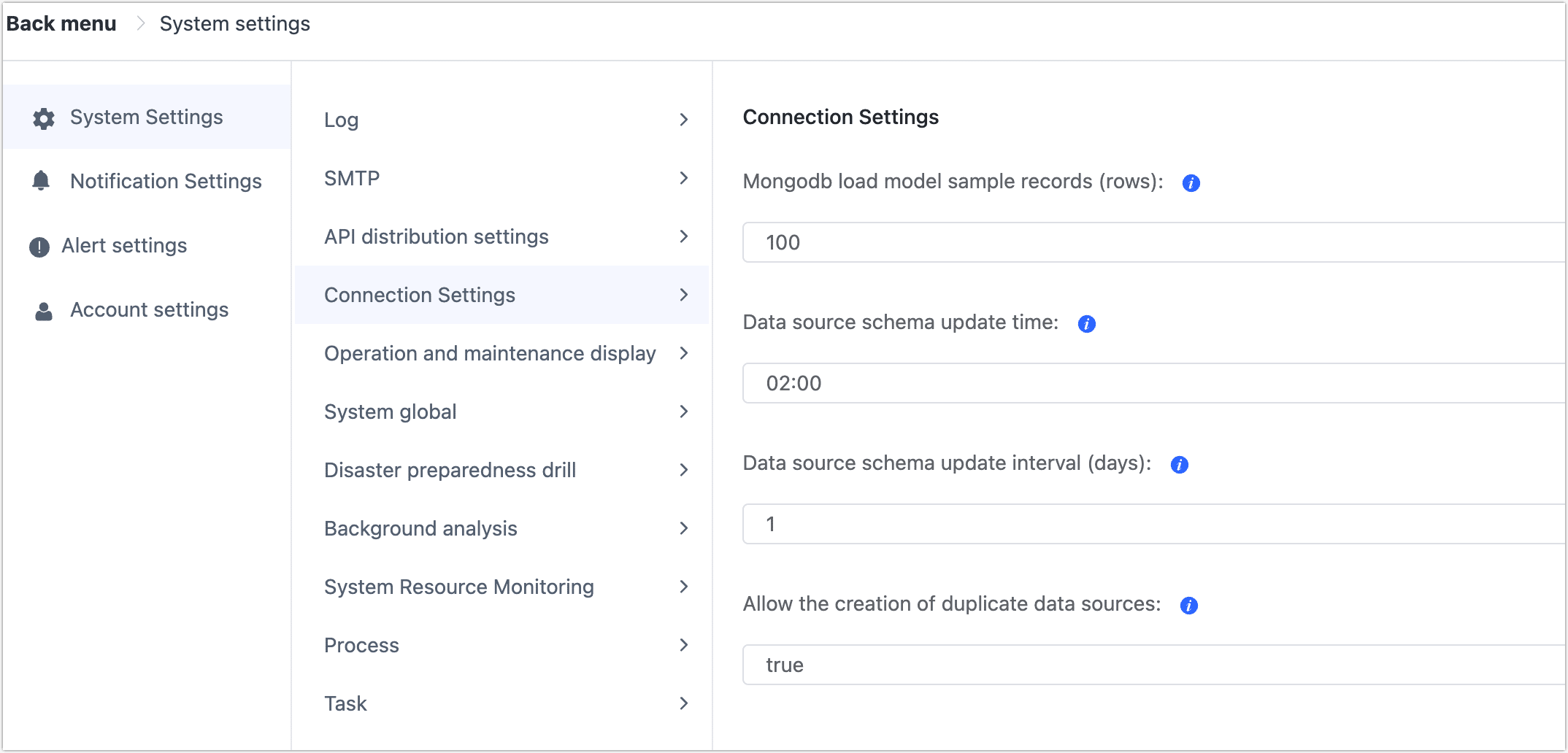 Connection Settings