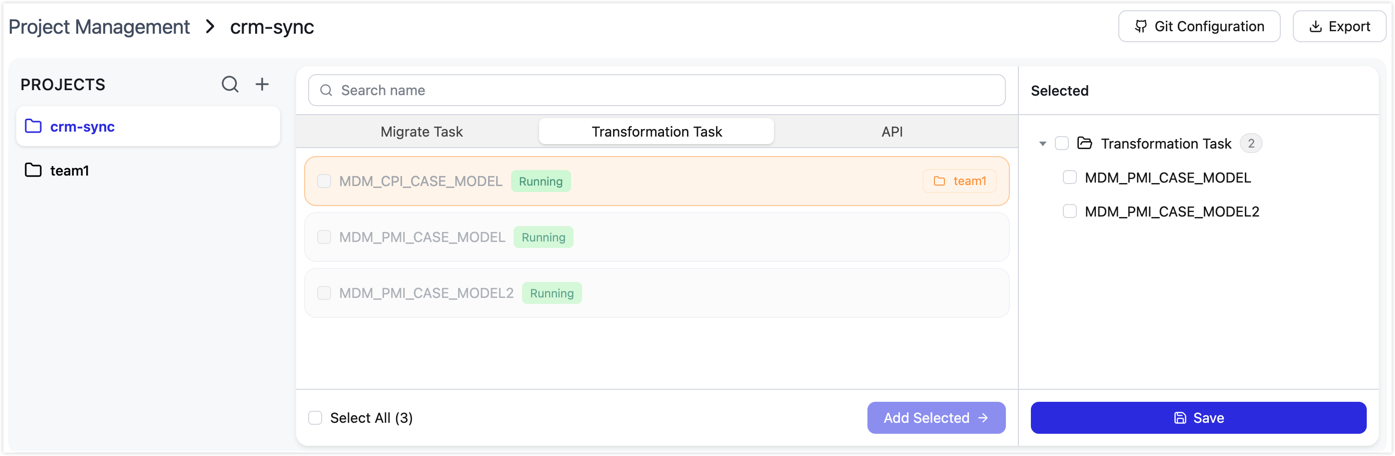 Create a project and select resources