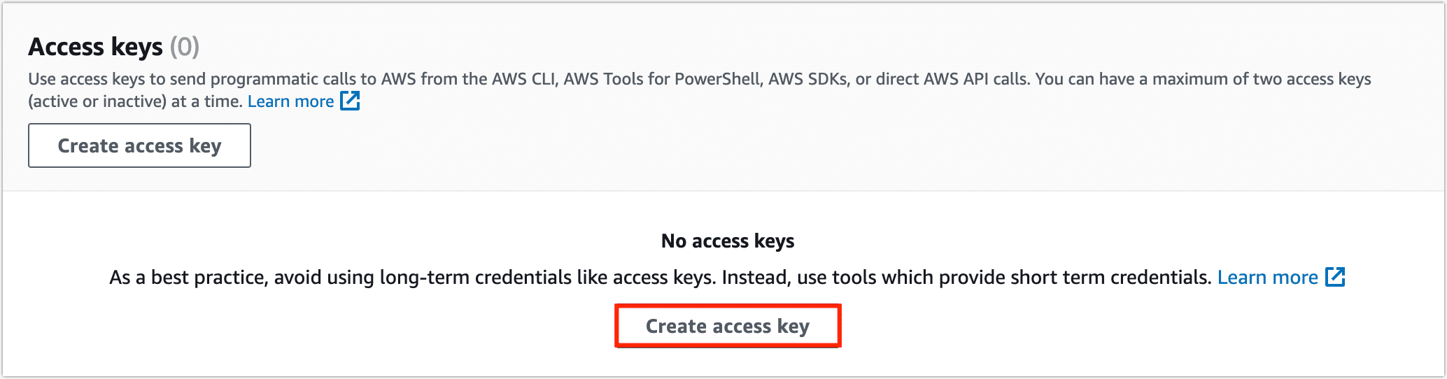 Create Access Key