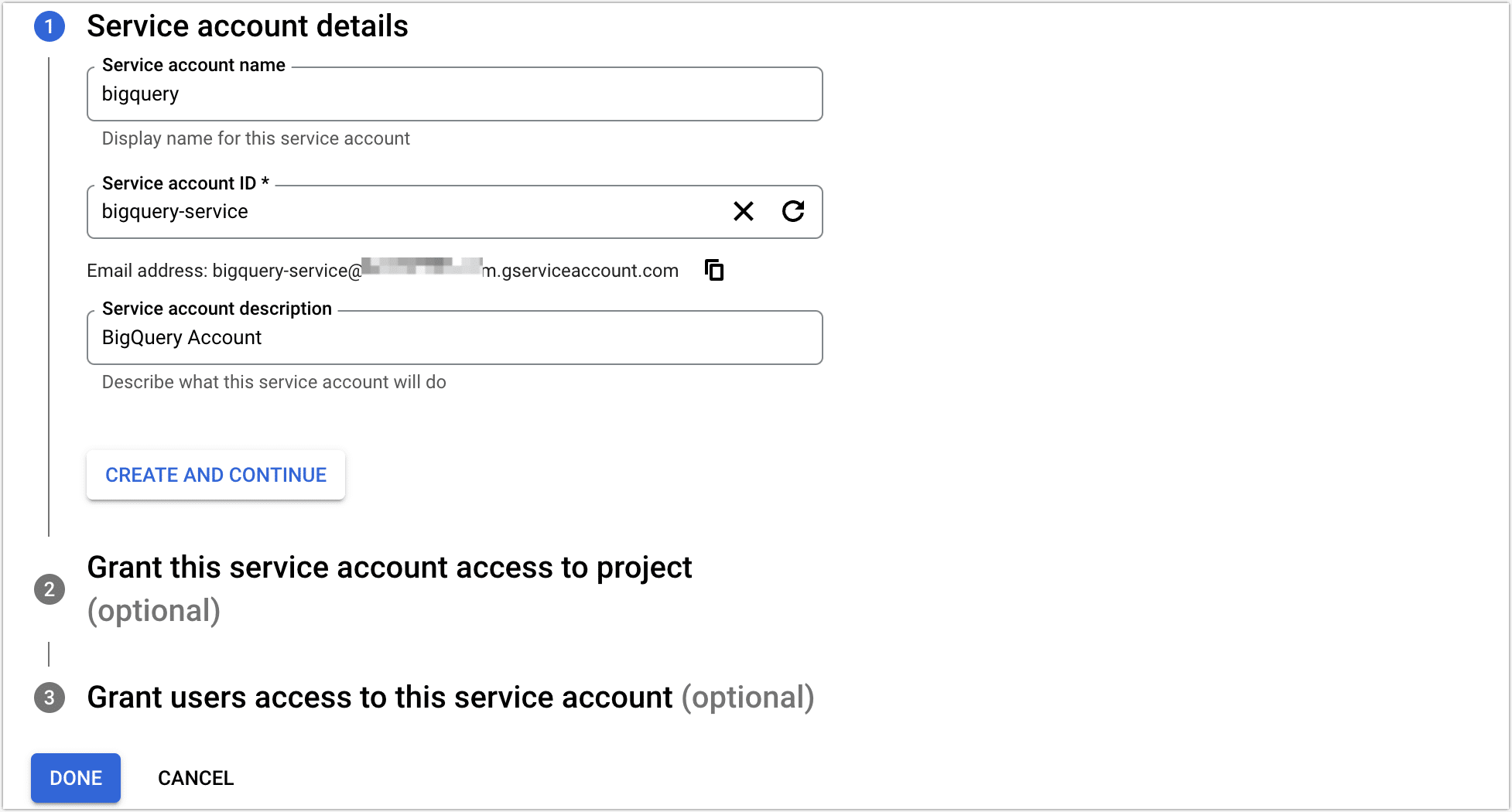 Create access account