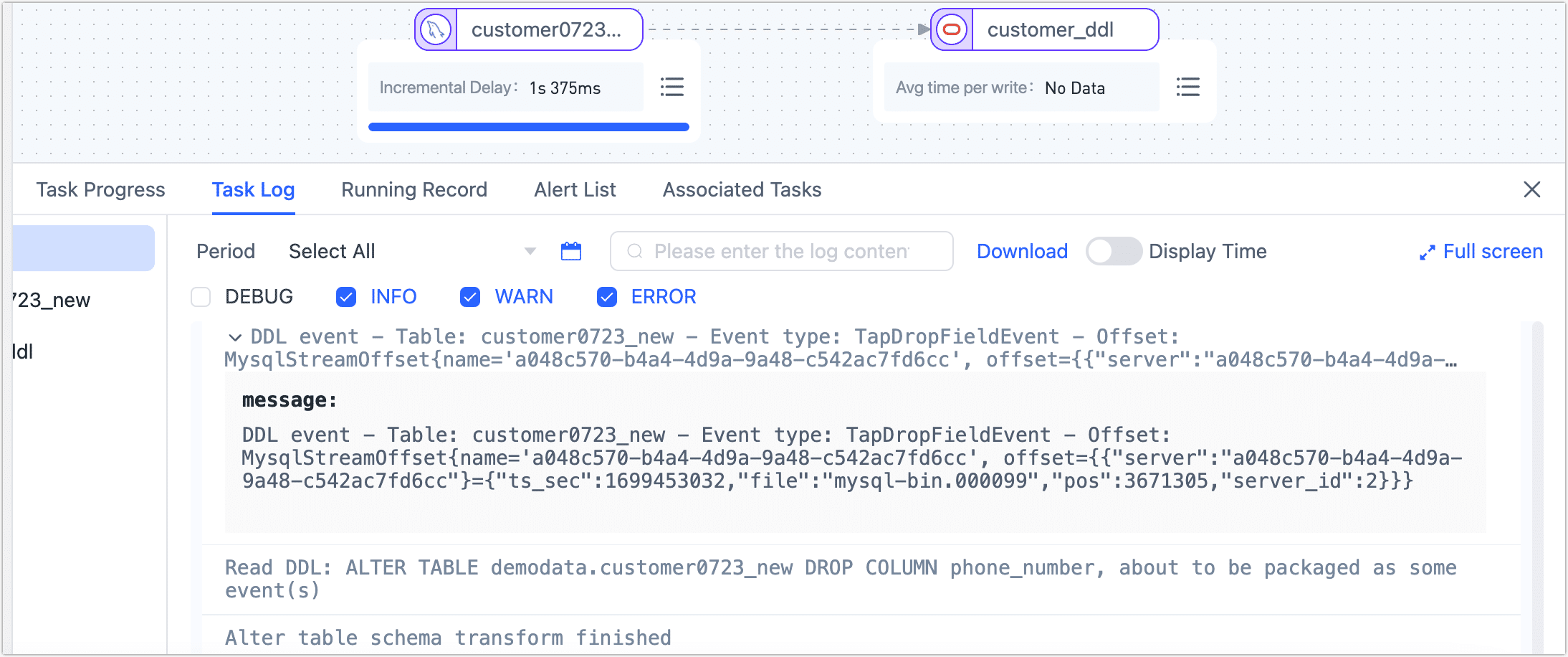 DDL Log Information