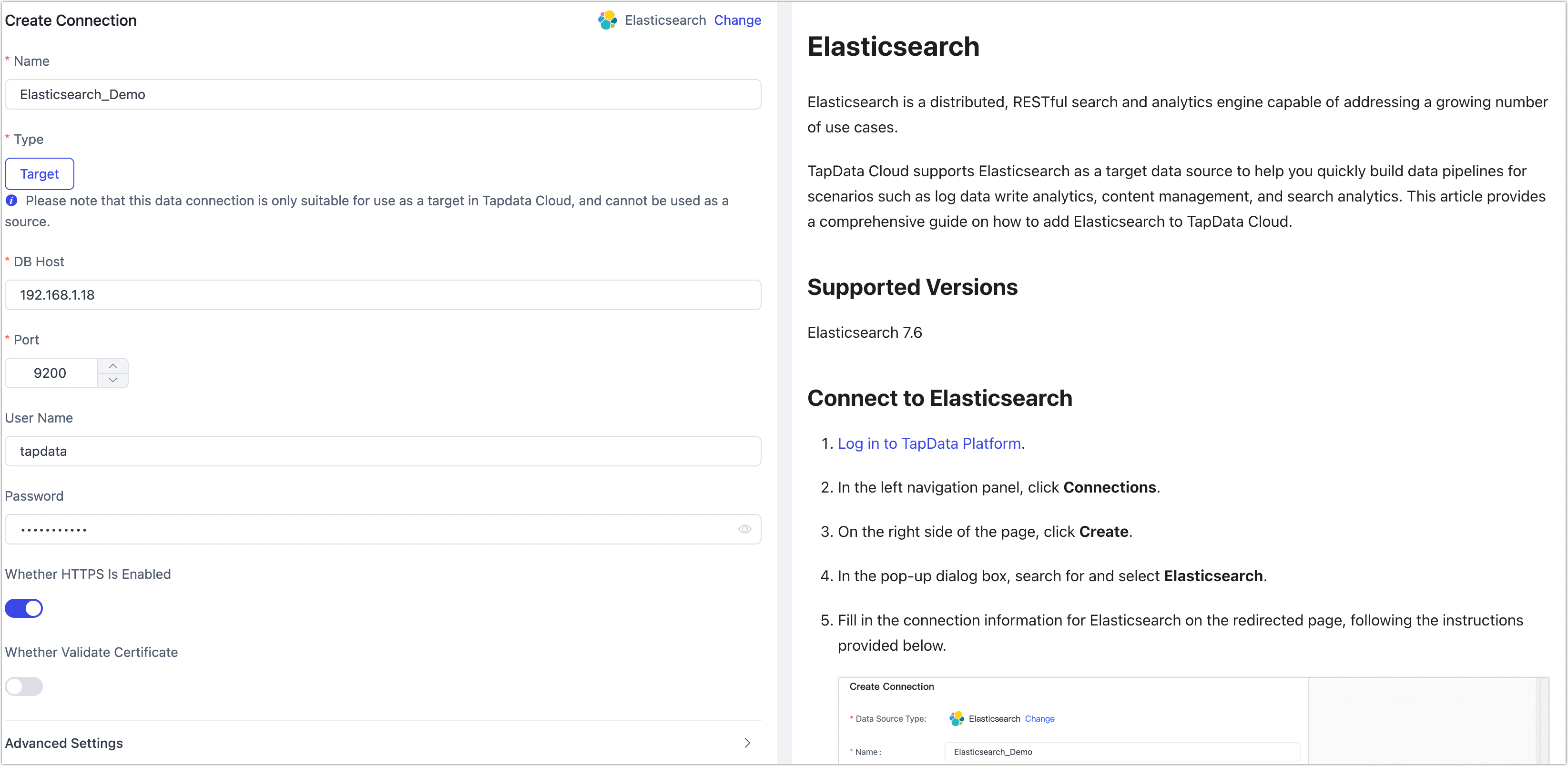 Elastic Connection Example