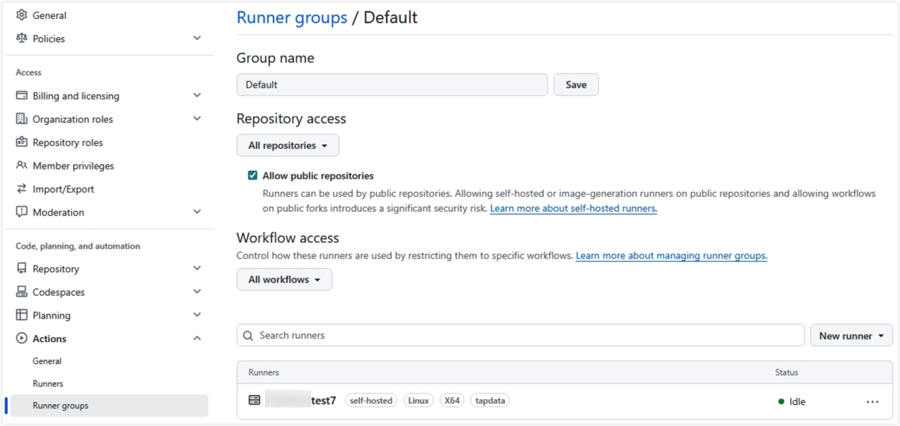 Configure Runner Group access