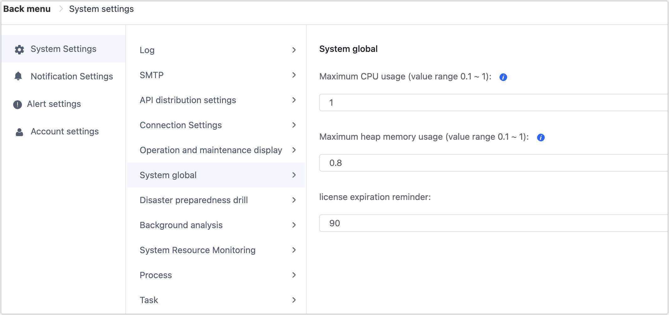 Global System Settings