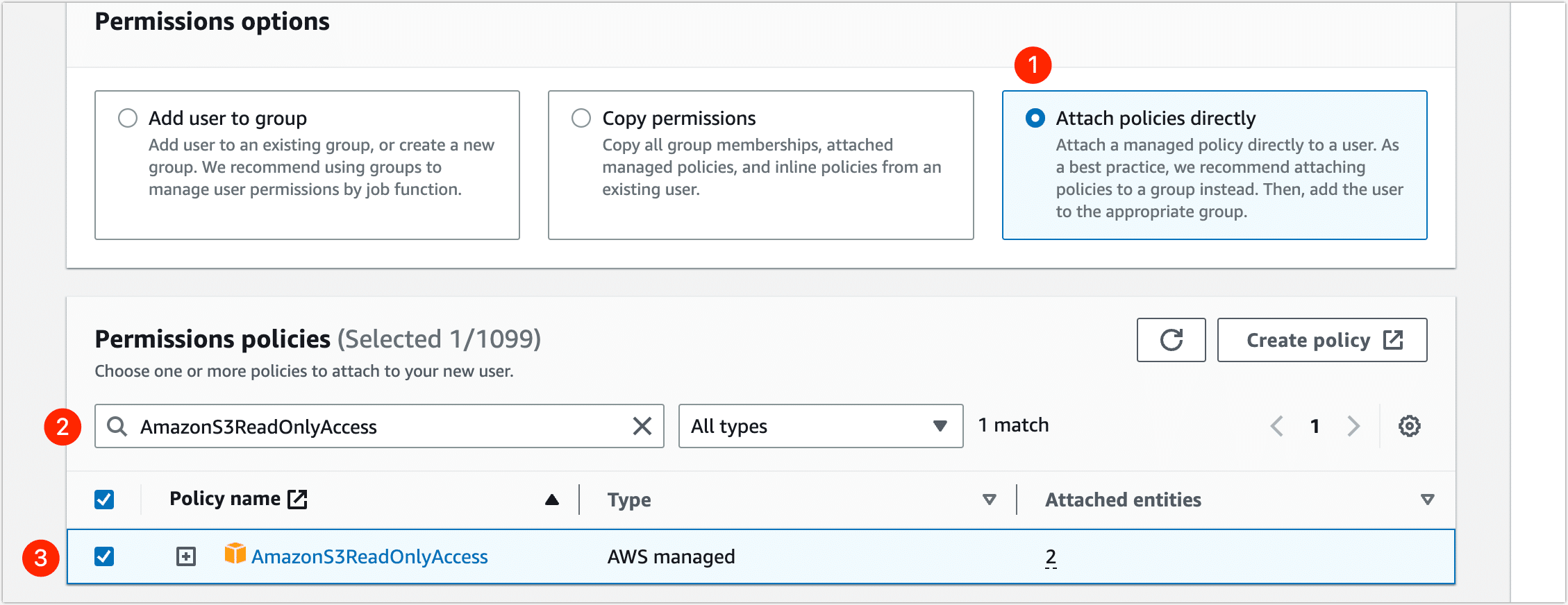 Grant AmazonS3ReadOnlyAccess