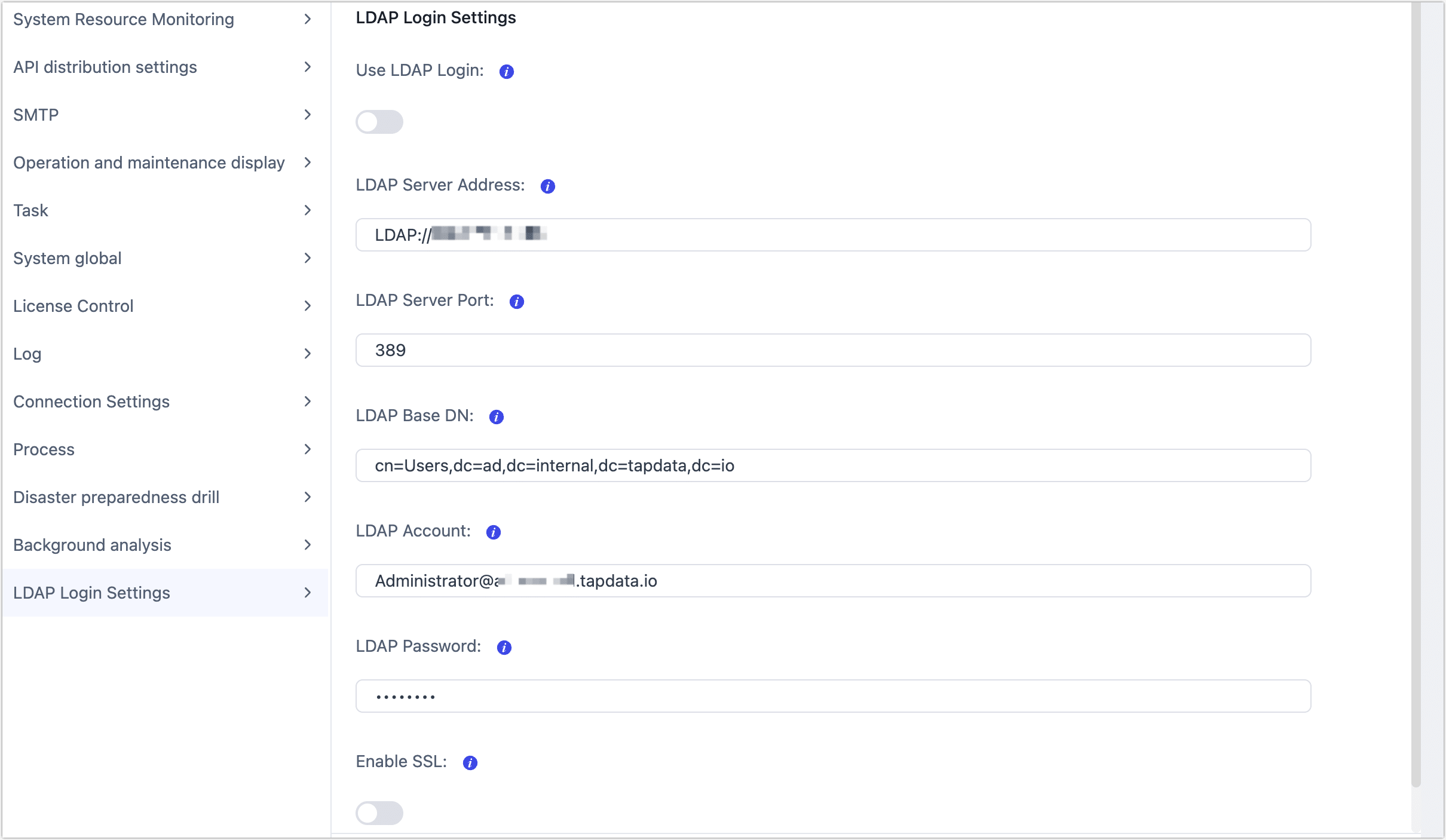 LDAP Authentication Settings