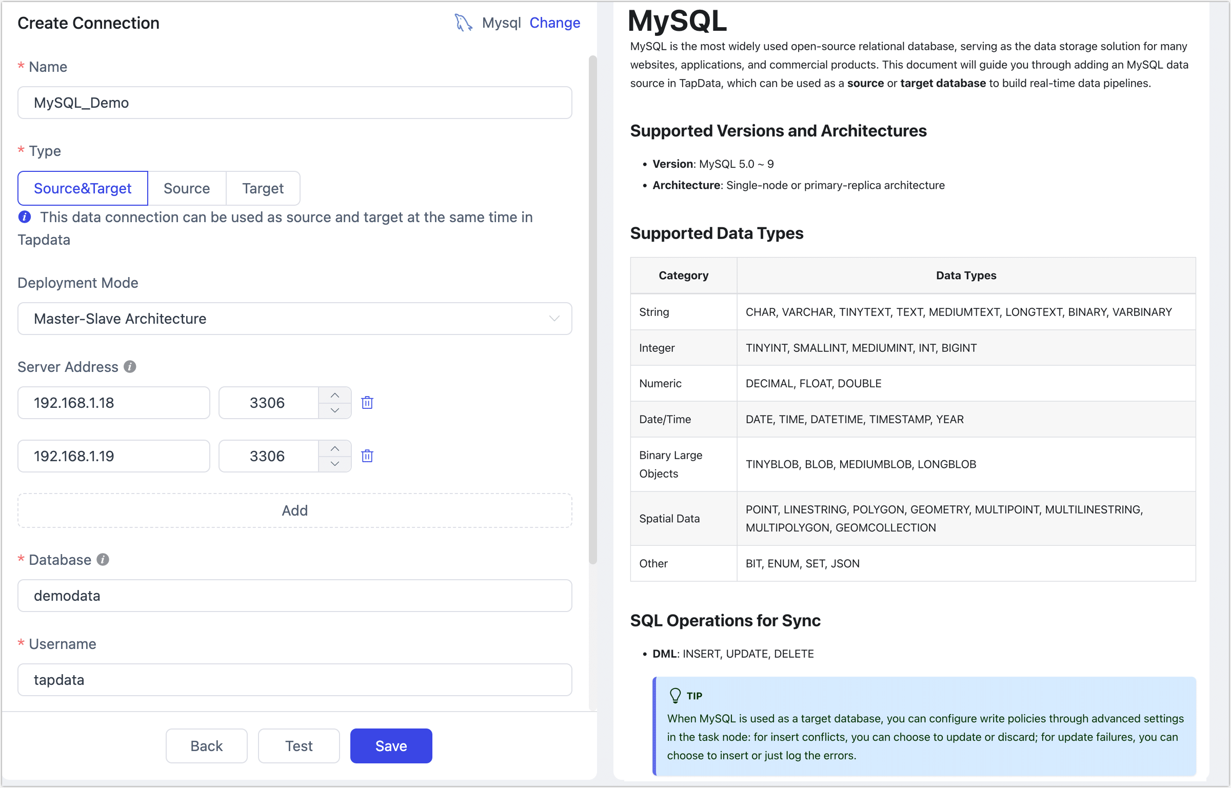 Connection configuration example