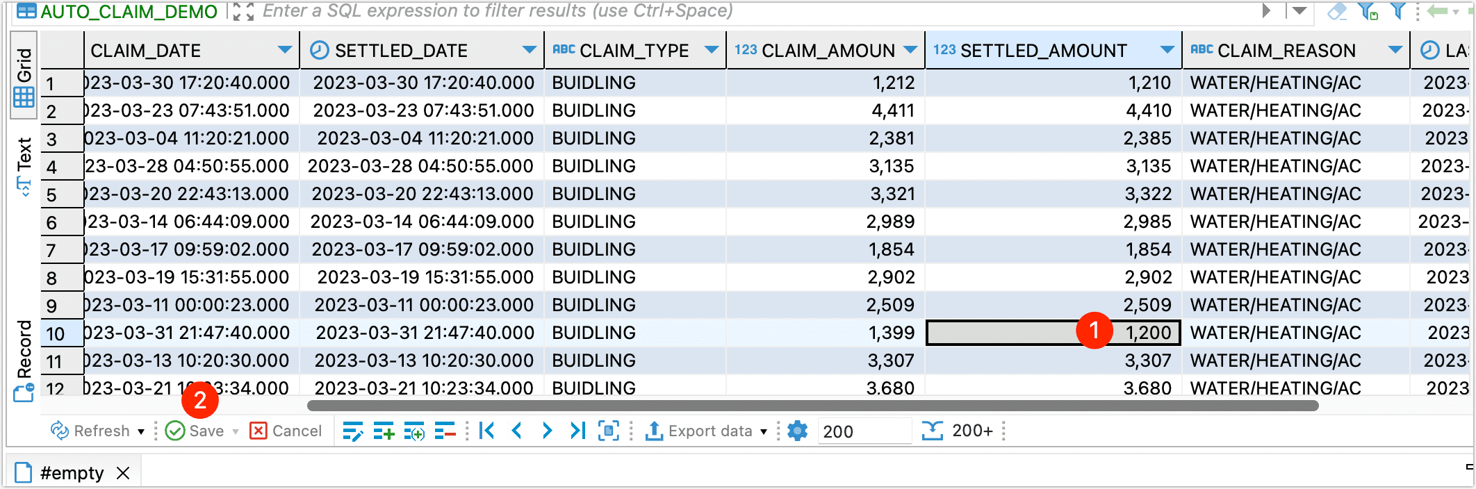 Update source table data