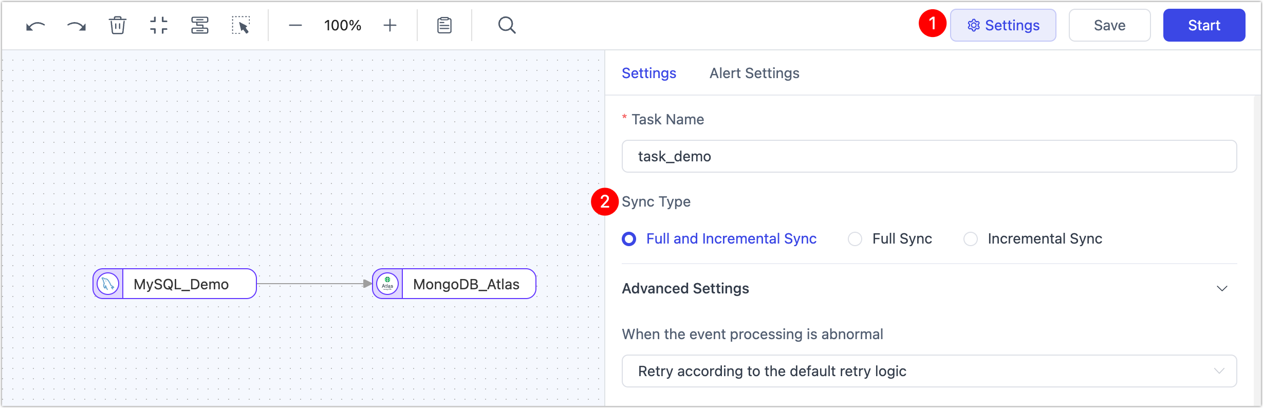 Select Data Sync Type