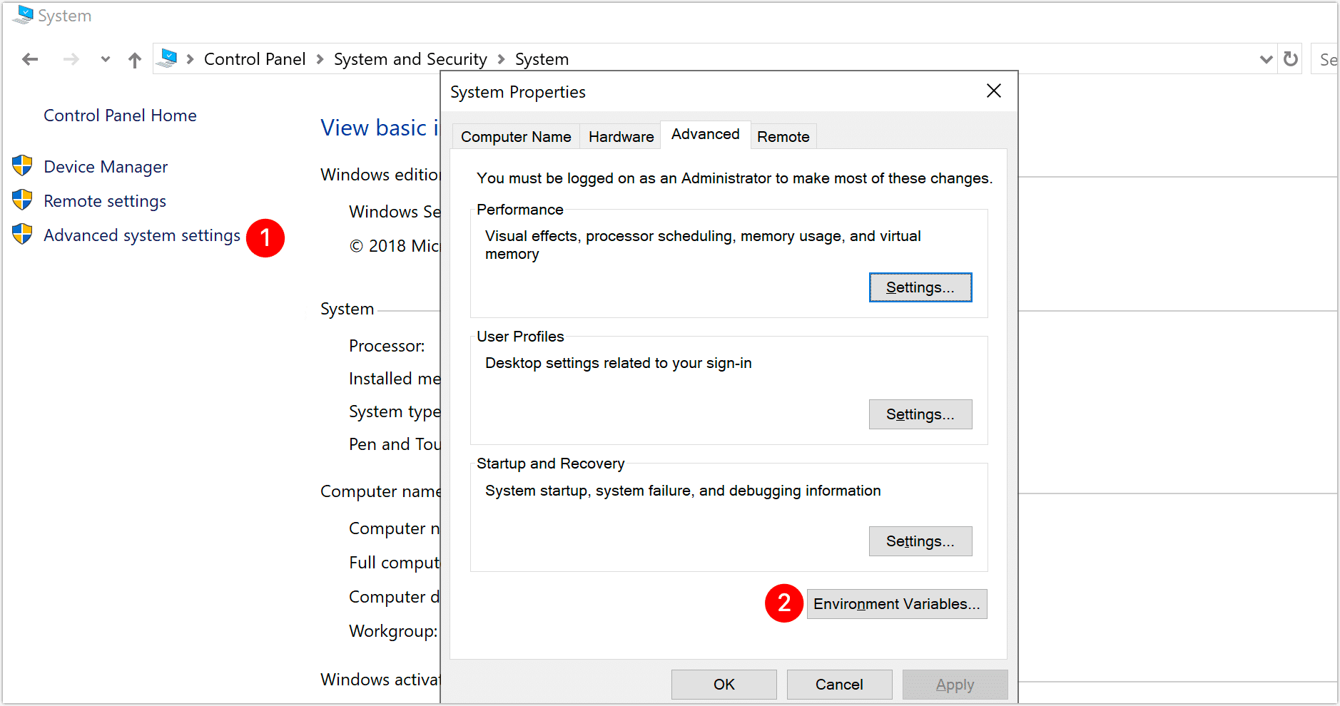 Select Environment Variables