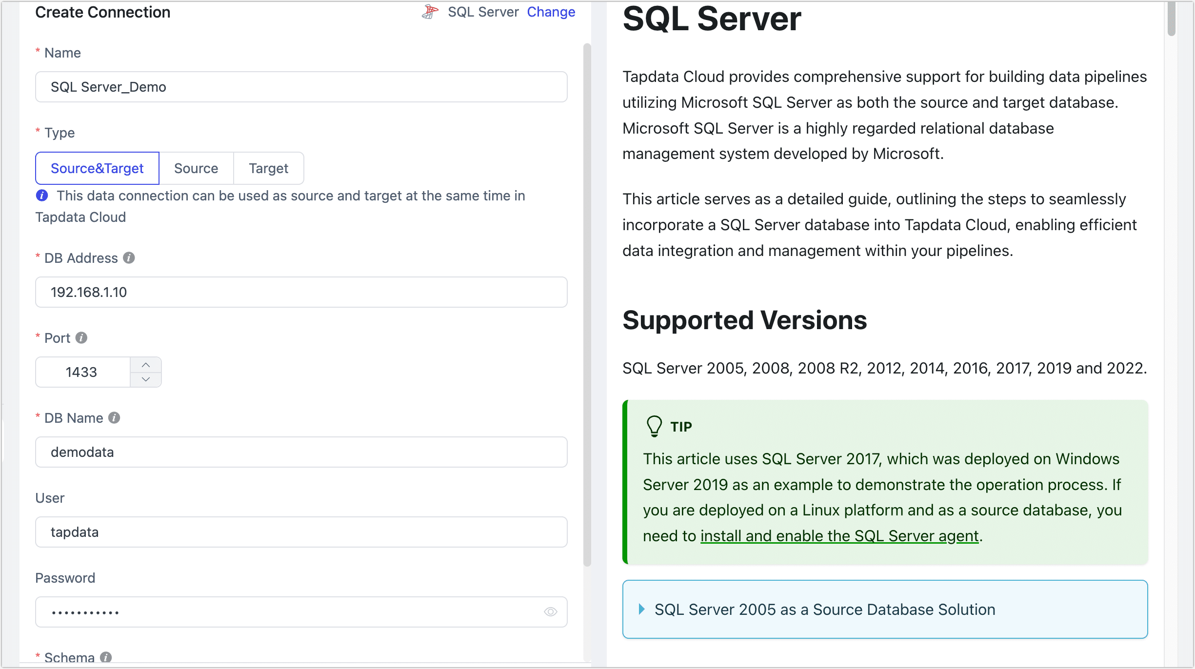 SQL Server Connection Example