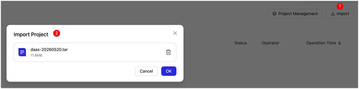 View project import preview