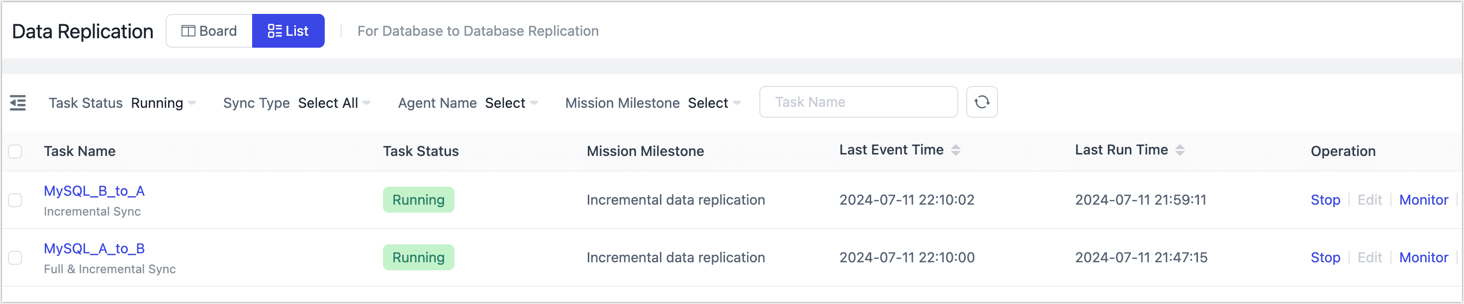 Bi-directional sync task status