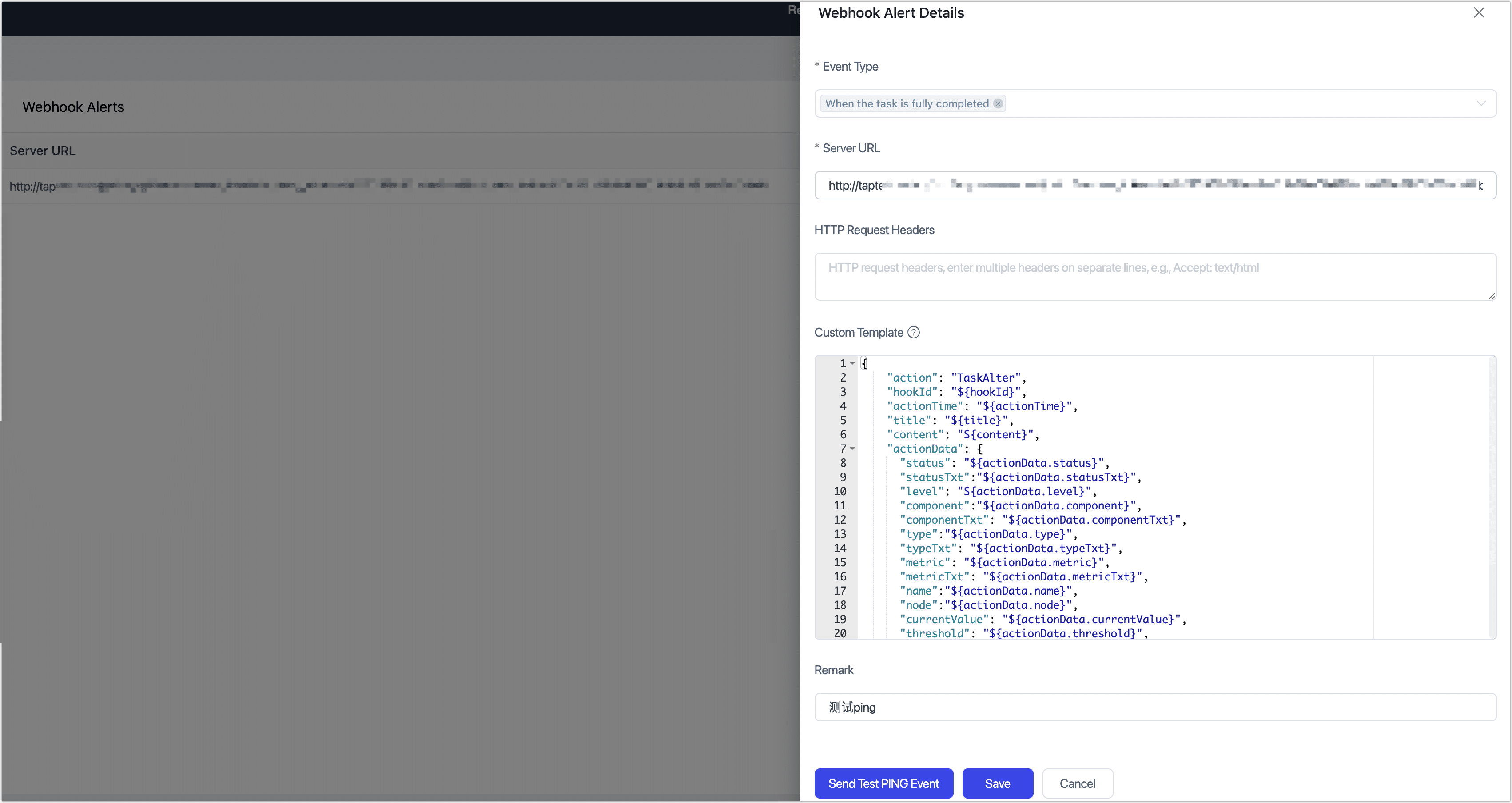 Webhook Settings